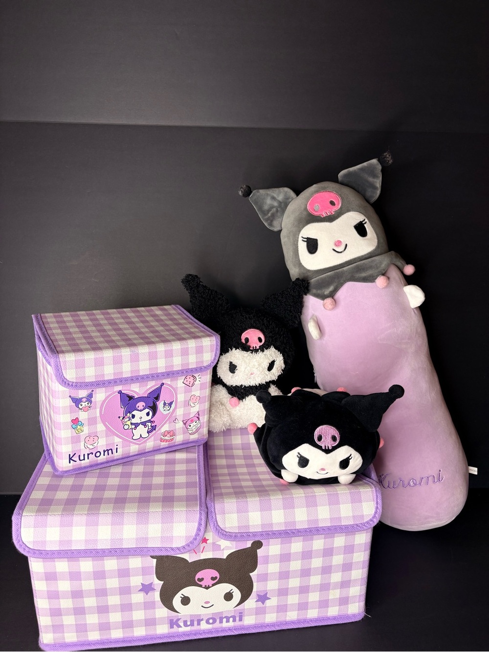 Kuromi plush and storage bundle